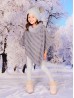 Kids Soft Faux Fur Poncho W/  Weave Pattern and Faux Fur Neckline (3-7 Years Old) 